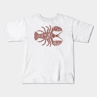 Lobster (brown and white horizontal) Kids T-Shirt